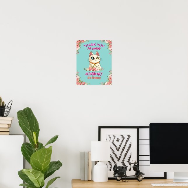 Affiche Kit de fête d'anniversaire pour chaton, chat parfa (Bureau à domicile)