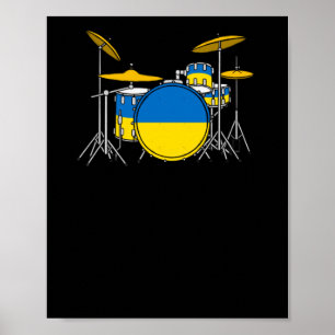 Affiche Kit tambour Sticker musicien Drapeau ukrainien