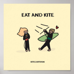 Affiche Kiteboarding/kitesurfing - Eat and Kite