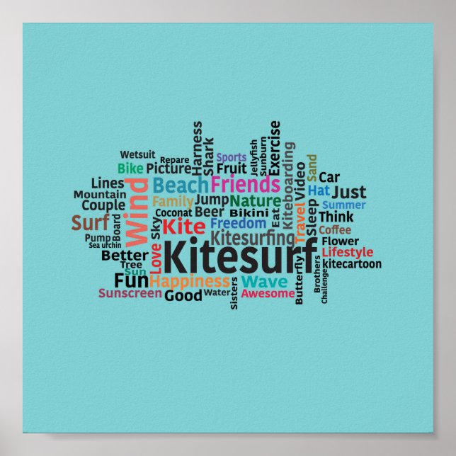 Affiche Kiteboarding/kitesurfing- Kitesurf design (Devant)