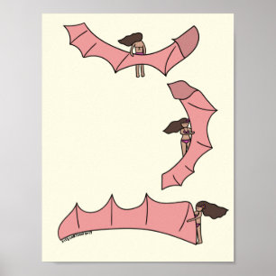 Affiche Kitesurf/Kiteboarding - Petite fille avec un cerf-