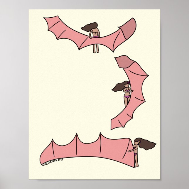 Affiche Kitesurf/Kiteboarding - Petite fille avec un cerf- (Devant)