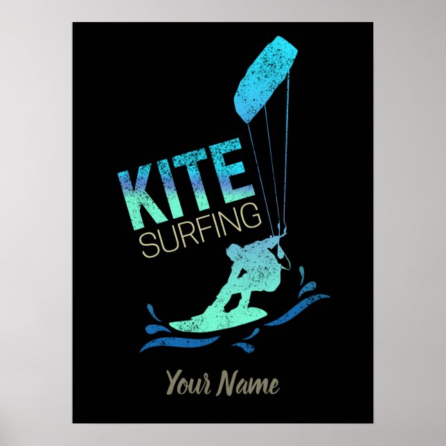 Affiche Kitesurf Vintage Kiteboarder Kite Surf (Devant)