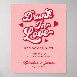 Affiche Kits de gueule de bois ivre d'amour Rouge et Rose