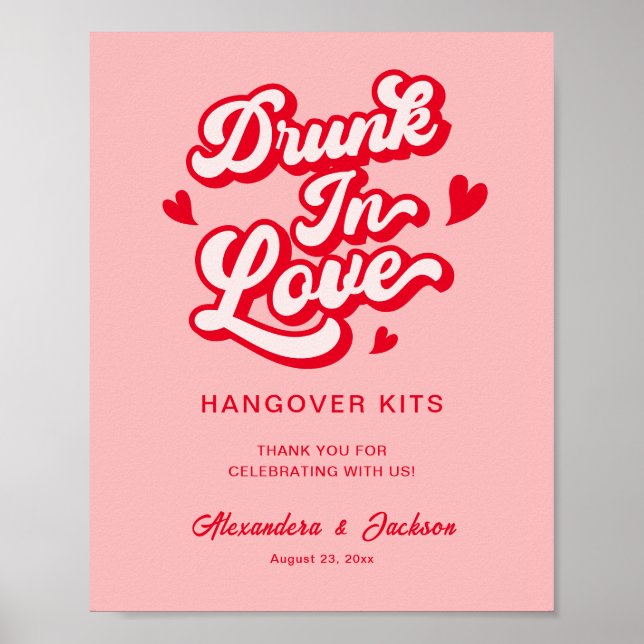 Affiche Kits de gueule de bois ivre d'amour Rouge et Rose  (Devant)