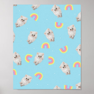Affiche Kitschy Pastel Chat esthétique Kitten Rainbows bl