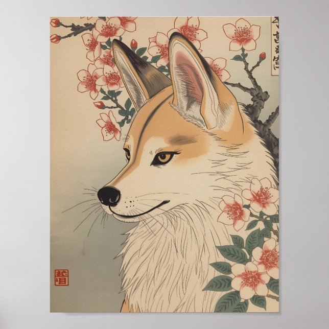 Affiche Kitsune & cherry blossom (Devant)