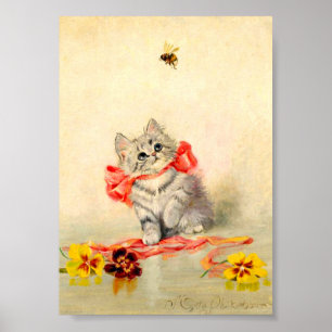 Affiche Kitten avec ruban rouge