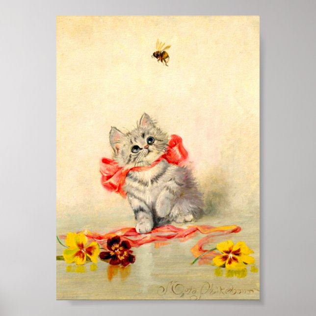 Affiche Kitten avec ruban rouge (Devant)