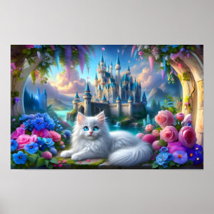 Affiche Kitten blanc dans le royaume de l'Imaginaire magiq