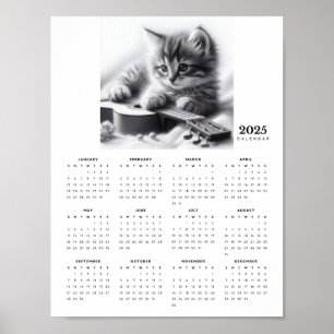 Affiche Kitten Controversé avec une Guitare Calendrier 202
