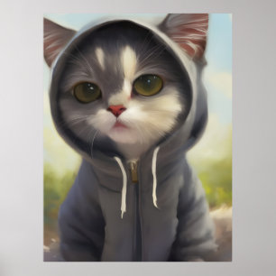 Affiche Kitten dans un Sweat - shirt à capuche