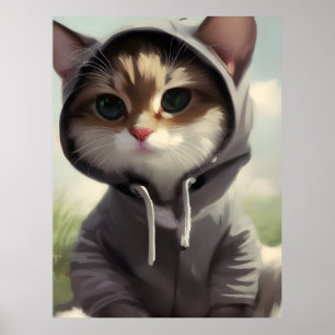 Affiche Kitten dans un Sweat - shirt à capuche