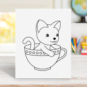 Affiche Kitten en Coupe - Chat dans une Teup Coloriage Pag