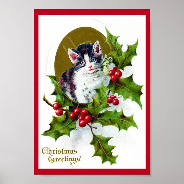 Affiche Kitten et Christmas Holly (Devant)