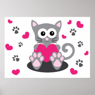 Affiche Kitten et les coeurs