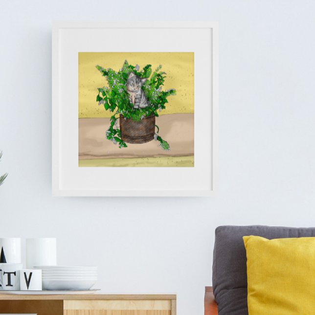 Affiche Kitten gris dans le seau de la capture (Créateur téléchargé)