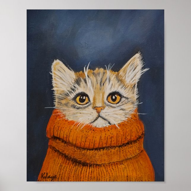 Affiche Kitten In A Sweater - Beaux-Arts Imprimer pour Amo (Devant)