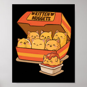 Affiche Kitten Nuggets Amusants Cute Food Pun Amoureux des