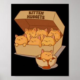 Affiche Kitten Nuggets Cute Food Pun Amoureux des chats Ch