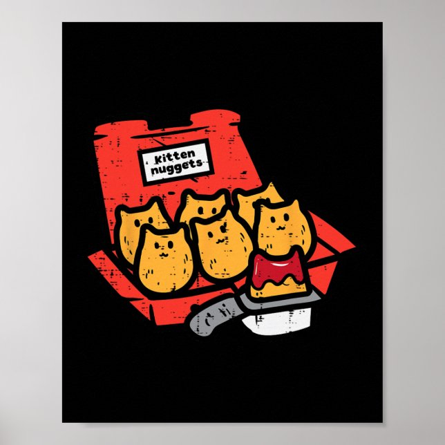 Affiche Kitten Nuggets Cute Restauration Rapide Nourriture (Devant)