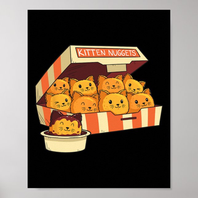 Affiche Kitten Nuggets Drôle Chats Et Poulet Nuggets Aimer (Devant)
