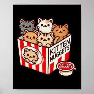 Affiche Kitten Nuggets Funny Cute Food Pun Amoureux des ch