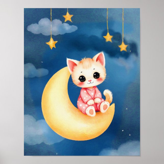 Affiche Kitten Sitting on the Moon (Devant)