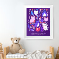 Kittens et Tulips Cute Cats CUSTOM BÉBÉ NOM Art