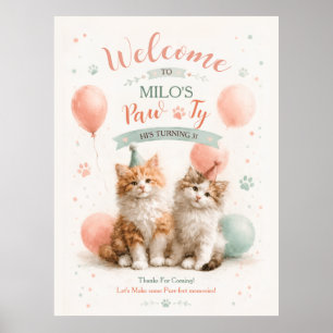 Affiche Kitty Anniversaire Chat Mignon Kit De Aquarelle