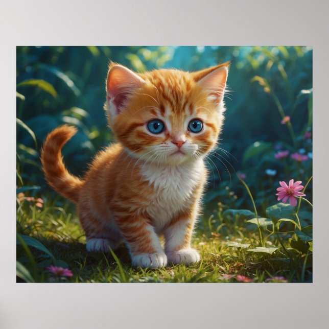 Affiche *~* Kitty AP68 5:4 Fluffy ORANGE Feline Kitten (Devant)