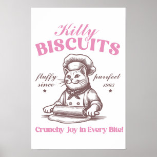 Affiche Kitty Biscuits Adorable Cat Baker Fabriquant Biscu