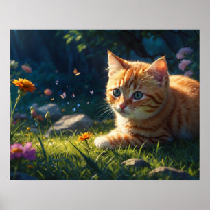Affiche *~* Kitty Chat 5:4 Feline Kitten Flower