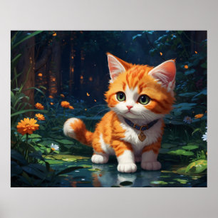Affiche *~* Kitty Chat 5:4 Feline Kitten Orange Tabby