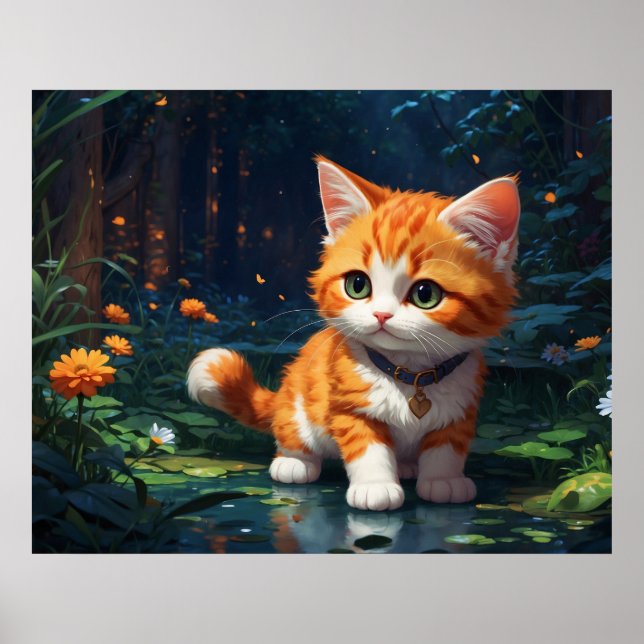 Affiche *~* Kitty Chat 5:4 Feline Kitten Orange Tabby (Devant)