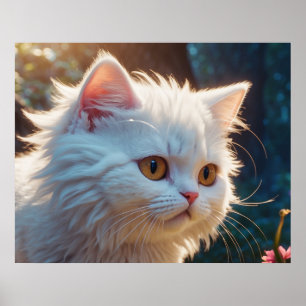 Affiche *~* Kitty Chat 5:4 Kitten Blanc Long Cheveux Fluff