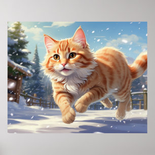 Affiche *~* Kitty Chat 5:4 Kitten Neige Jouant AP68
