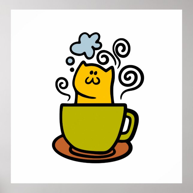 Affiche Kitty dans une tasse de café (Devant)