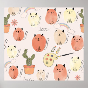 Affiche Kitty Kitten Chats : Motif animal mignon