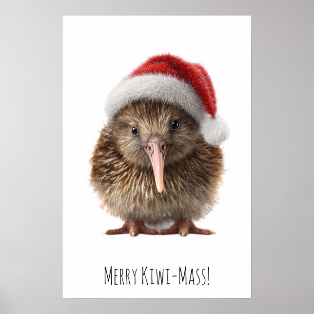Affiche Kiwi de Noël mignon, personnalisé (Devant)