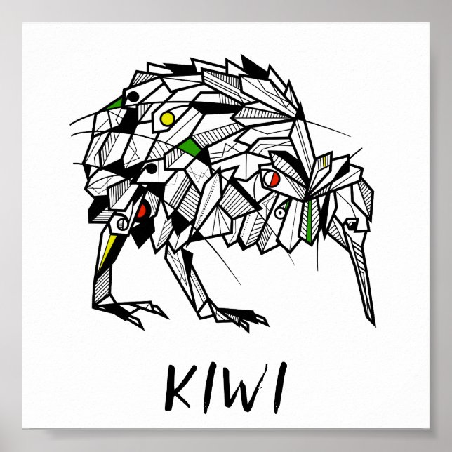 Affiche Kiwi noir et blanc (Devant)