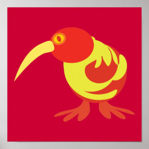 Affiche Kiwi rouge et jaune