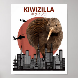 Affiche Kiwizilla Kiwi drôle _ Nouvelle-Zélande Amateurs d