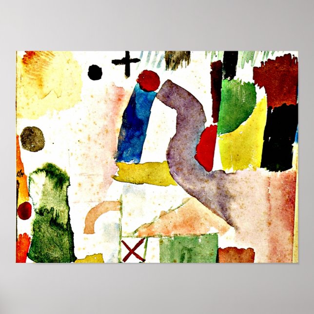 Affiche Klee - Aquarelle pathétique, Rouge (Devant)