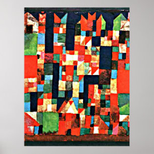 Affiche Klee - City Picture avec rouge et vert