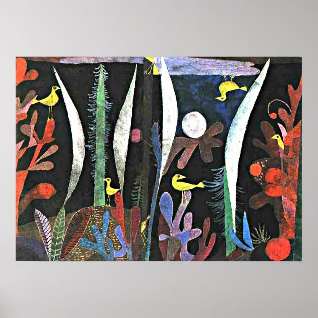 Affiche Klee - Paysage aux oiseaux jaunes (Devant)