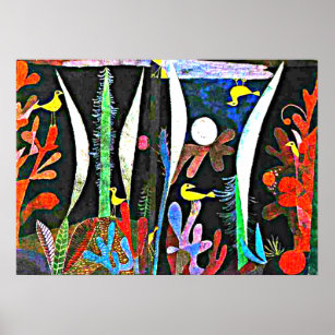 Affiche Klee - Paysage aux oiseaux jaunes