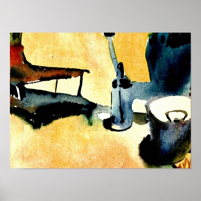 Affiche Klee - Socle de fleurs, canne d'arrosage et seau (Devant)