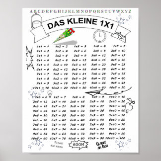 Affiche Kleines de Schulanfang 1x1 Rechnen lernen