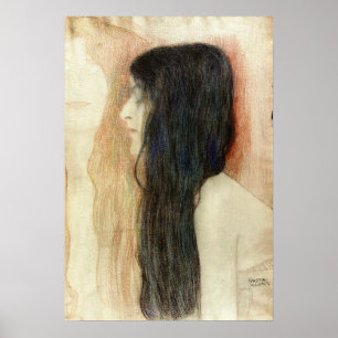 Affiche Klimt - Fille Aux Cheveux Longs